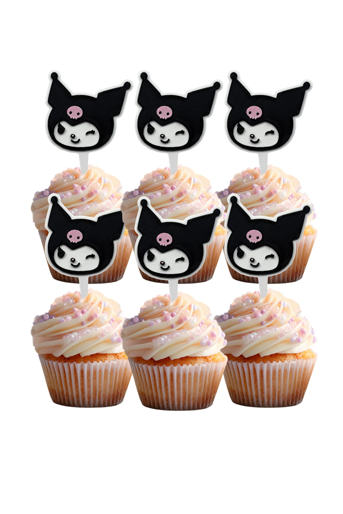 6 Adet Kuromi Temalı Cupcake Süsü (Doğum Günü) - Kaliteli Malzeme