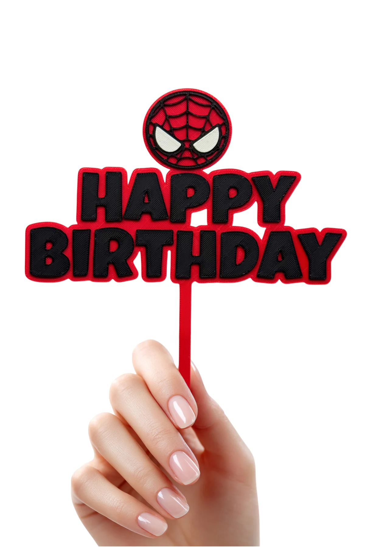 Örümcek Adam Temalı Pasta Üstü Yazısı Happy Birthday (Doğum Günü Pasta Üzeri Süsü)