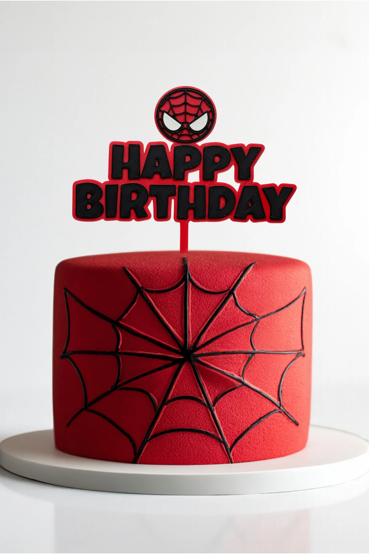 Örümcek Adam Temalı Pasta Üstü Yazısı Happy Birthday (Doğum Günü Pasta Üzeri Süsü)