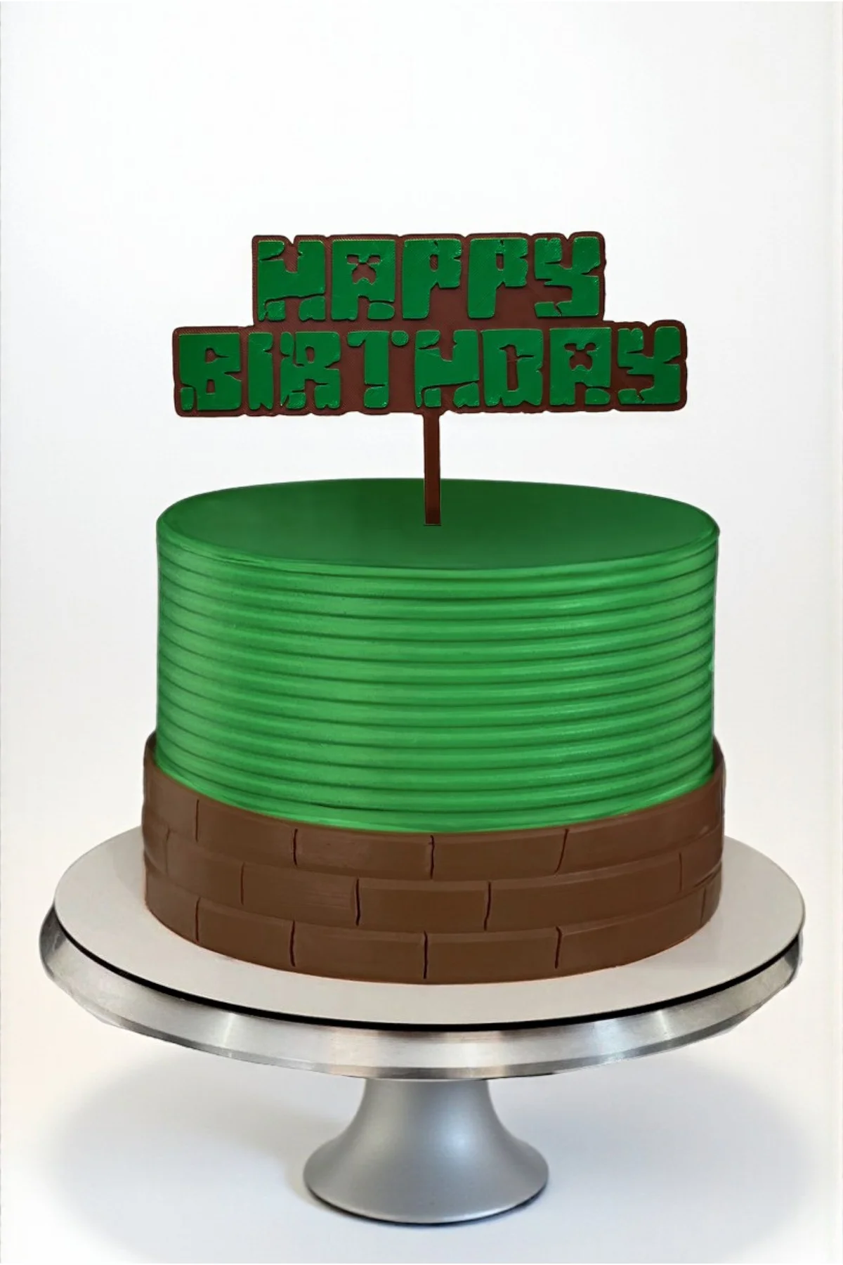 Minecraft Temalı Pasta Üstü Yazısı Happy Birthday (Doğum Günü Pasta Üzeri Süsü)
