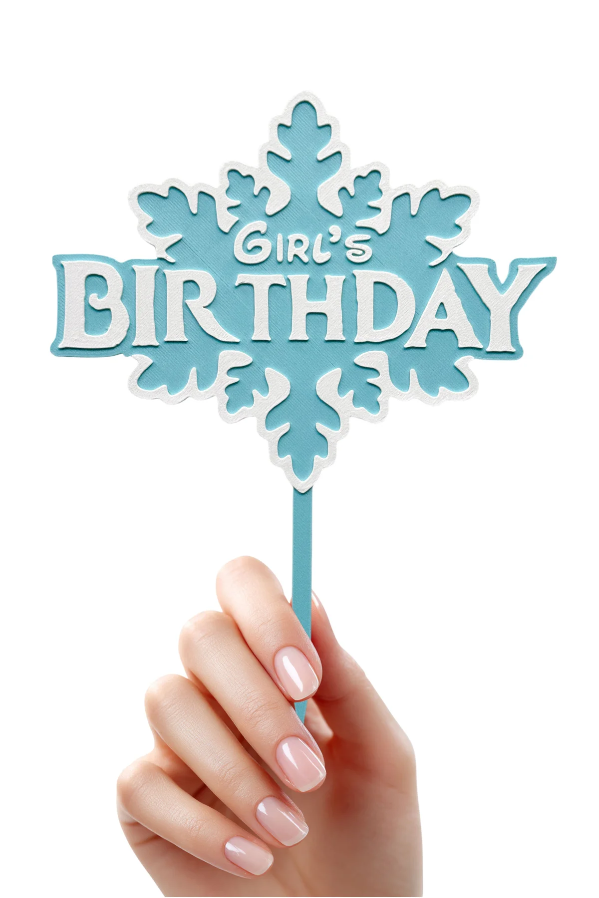 Frozen Temalı Pasta Üstü Yazısı Birthday (Kız Çocuk Doğum Günü Pasta Üzeri Süsü)