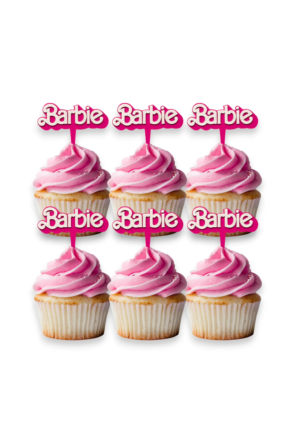 6 Adet Barbie Temalı Cupcake Süsü (Doğum Günü) - Kaliteli Malzeme