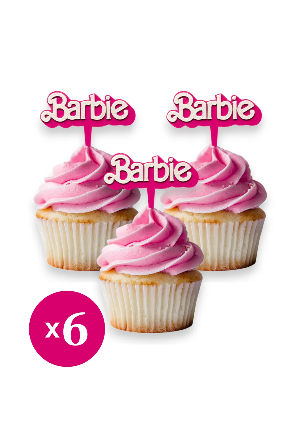 6 Adet Barbie Temalı Cupcake Süsü (Doğum Günü) - Kaliteli Malzeme