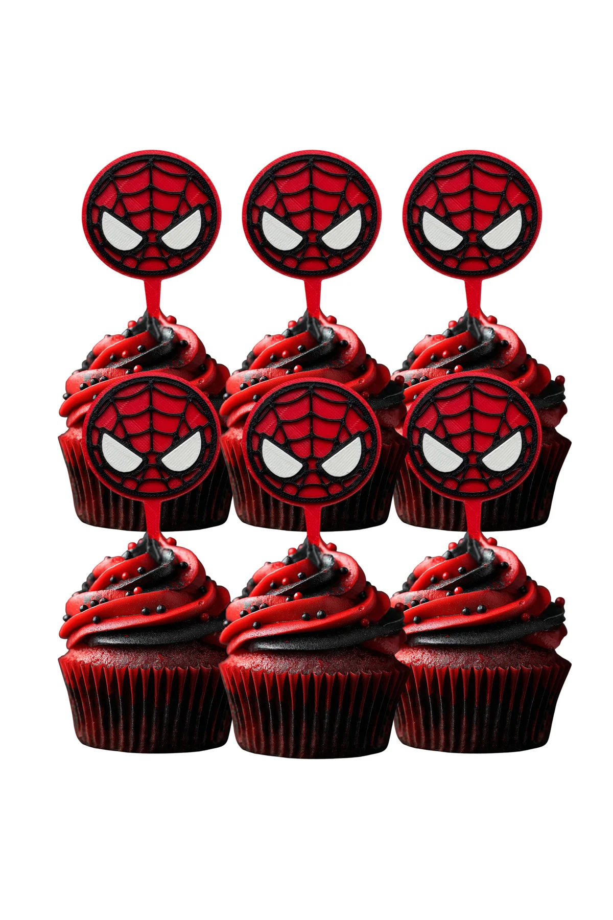 6 Adet Örümcek Adam Temalı Cupcake Süsü (DOĞUM GÜNÜ) - Kaliteli Malzeme