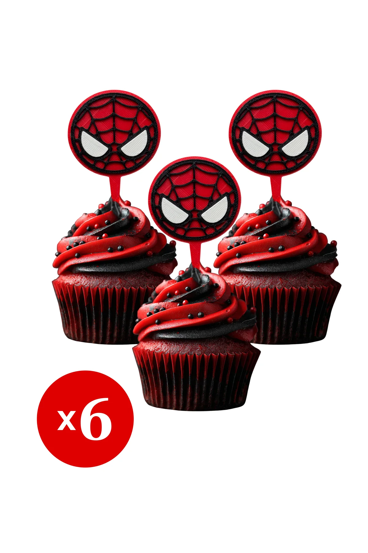 6 Adet Örümcek Adam Temalı Cupcake Süsü (DOĞUM GÜNÜ) - Kaliteli Malzeme