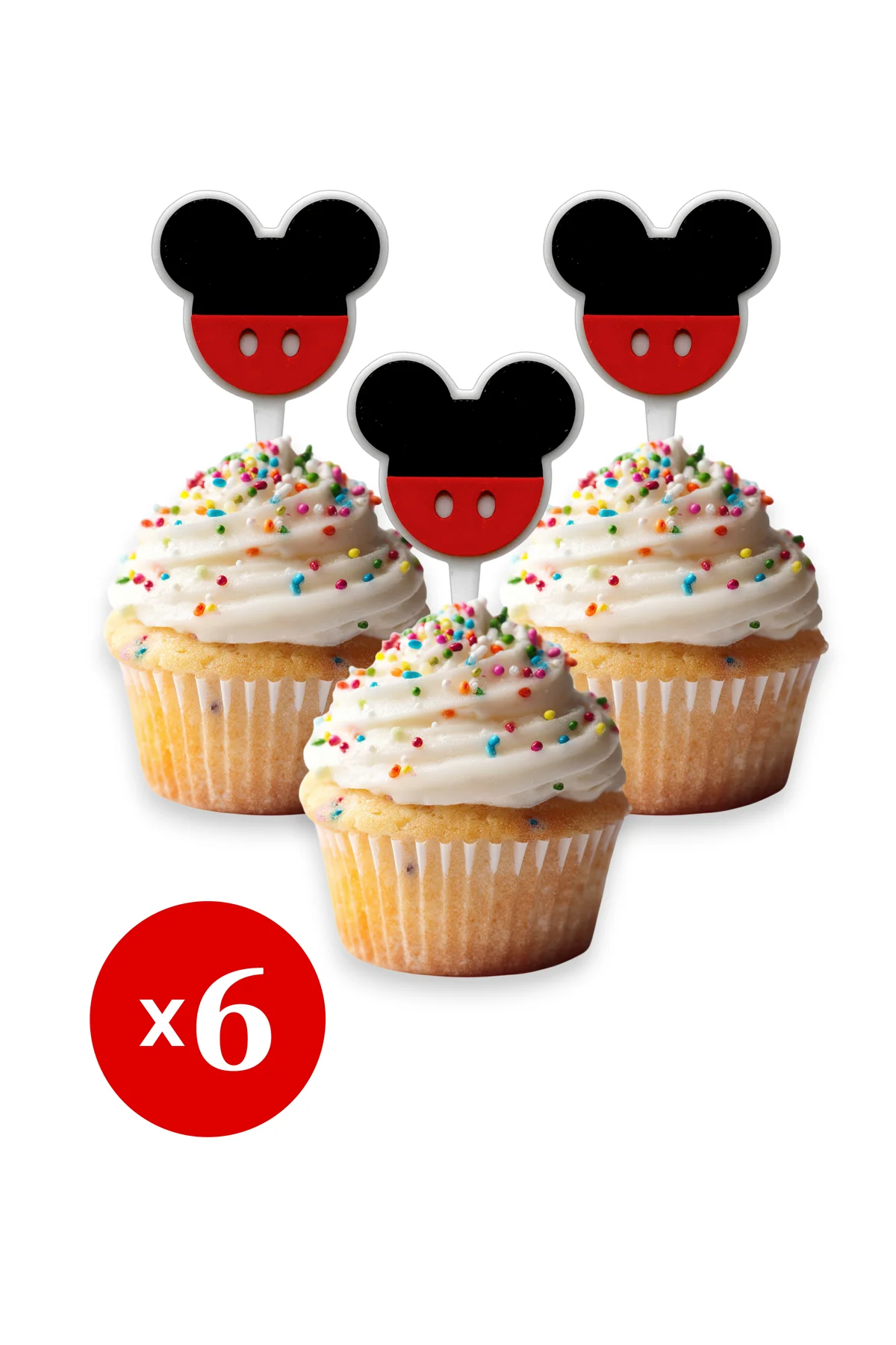 6 Adet Mickey Mouse Temalı Cupcake Süsü (DOĞUM GÜNÜ) - Kaliteli Malzeme
