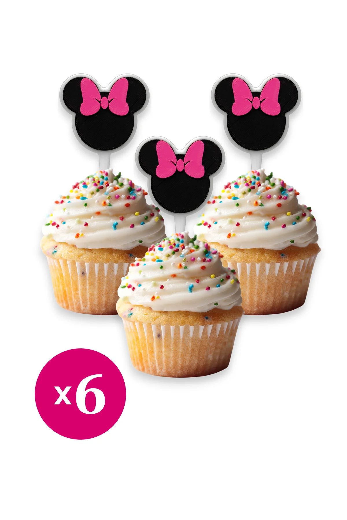 6 Adet Minnie Mouse Cupcake Süsü (DOĞUM GÜNÜ) - Kaliteli Malzeme