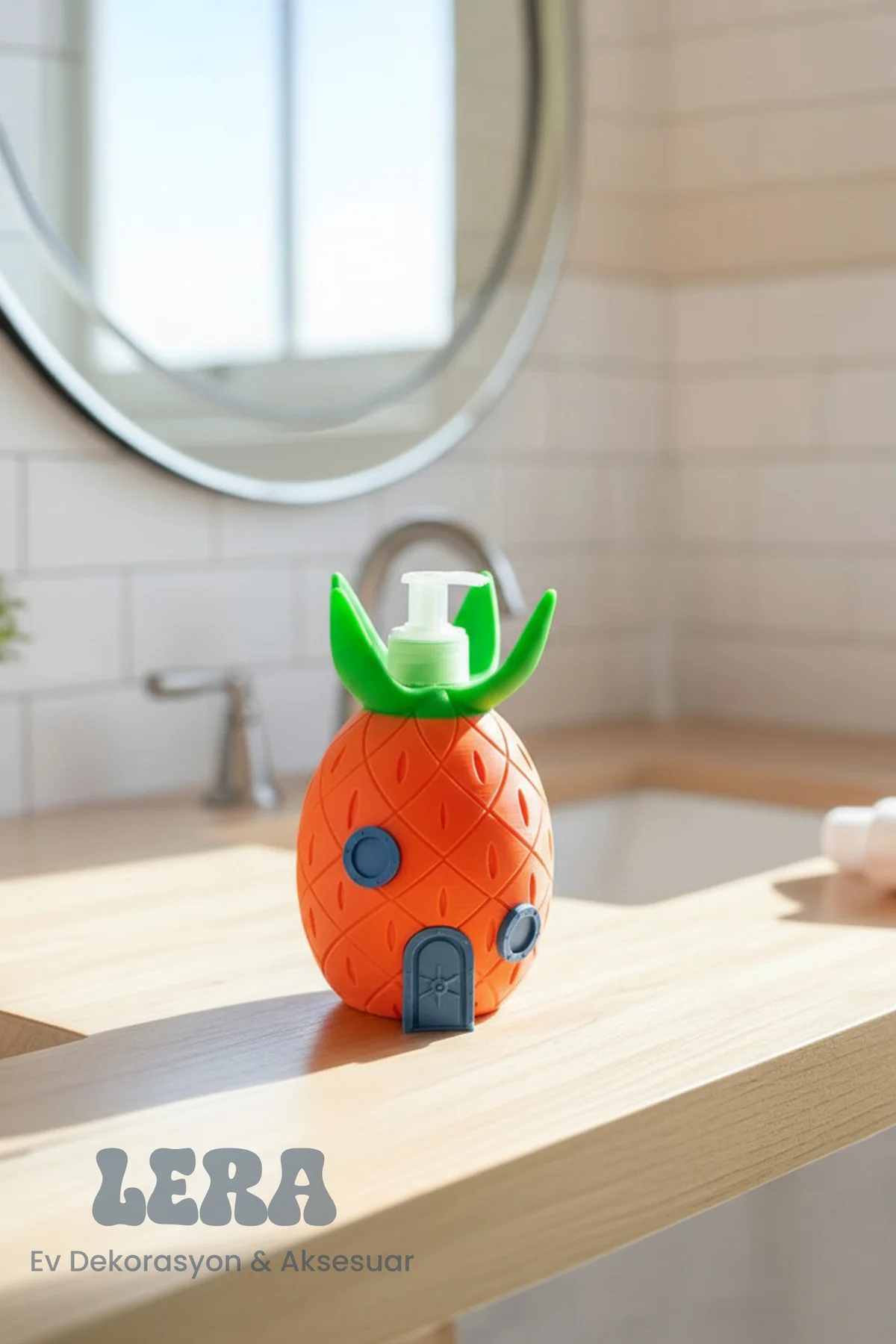 Sünger Bop Ananas Ev Tasarımlı Sıvı Sabunluk – Dekoratif Mutfak ve Banyo Sabun Dispenseri