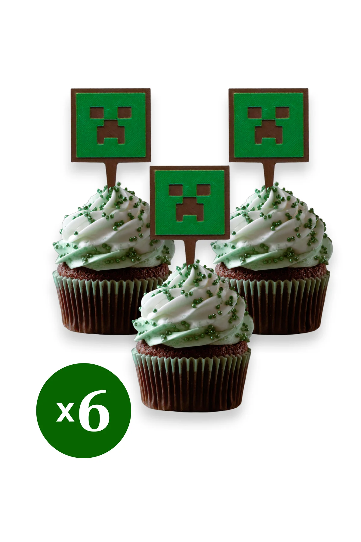6 Adet Minecraft Temalı Cupcake Süsü - Kaliteli Malzeme