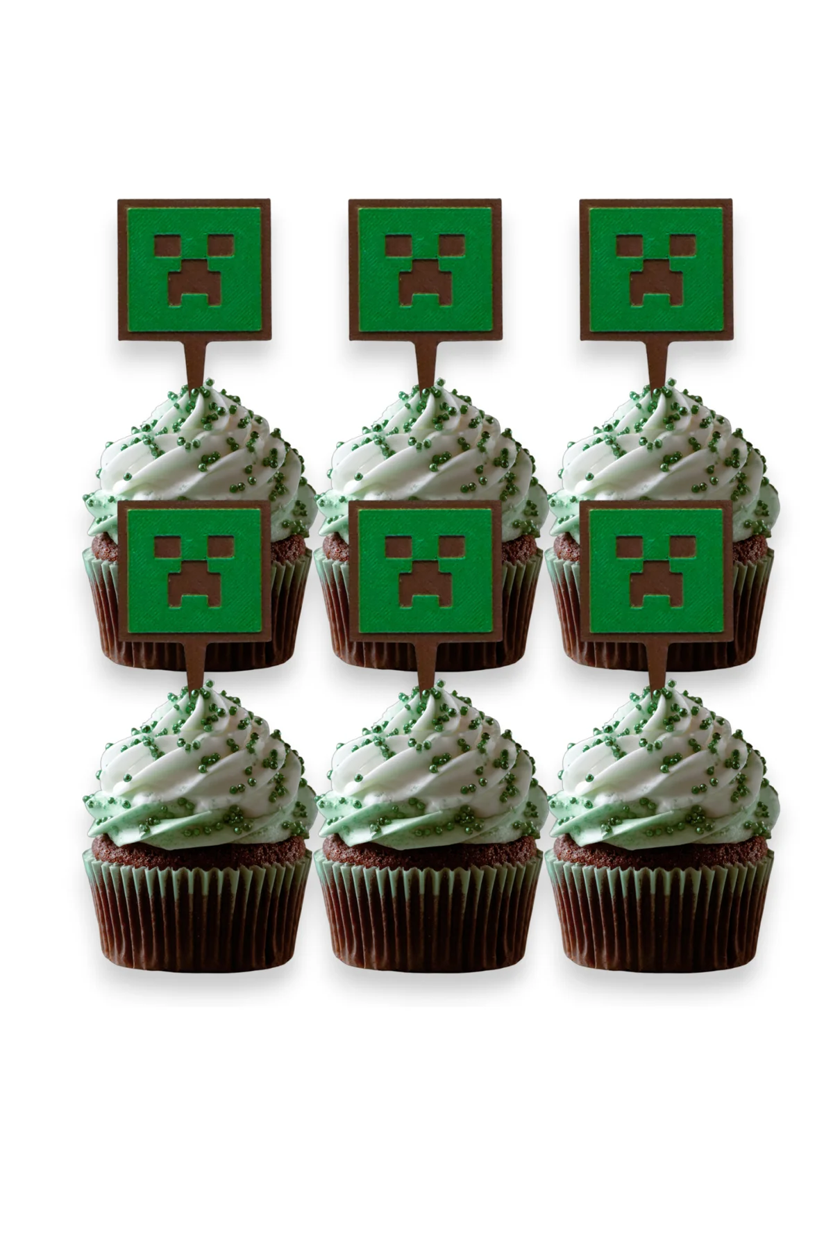 6 Adet Minecraft Temalı Cupcake Süsü - Kaliteli Malzeme