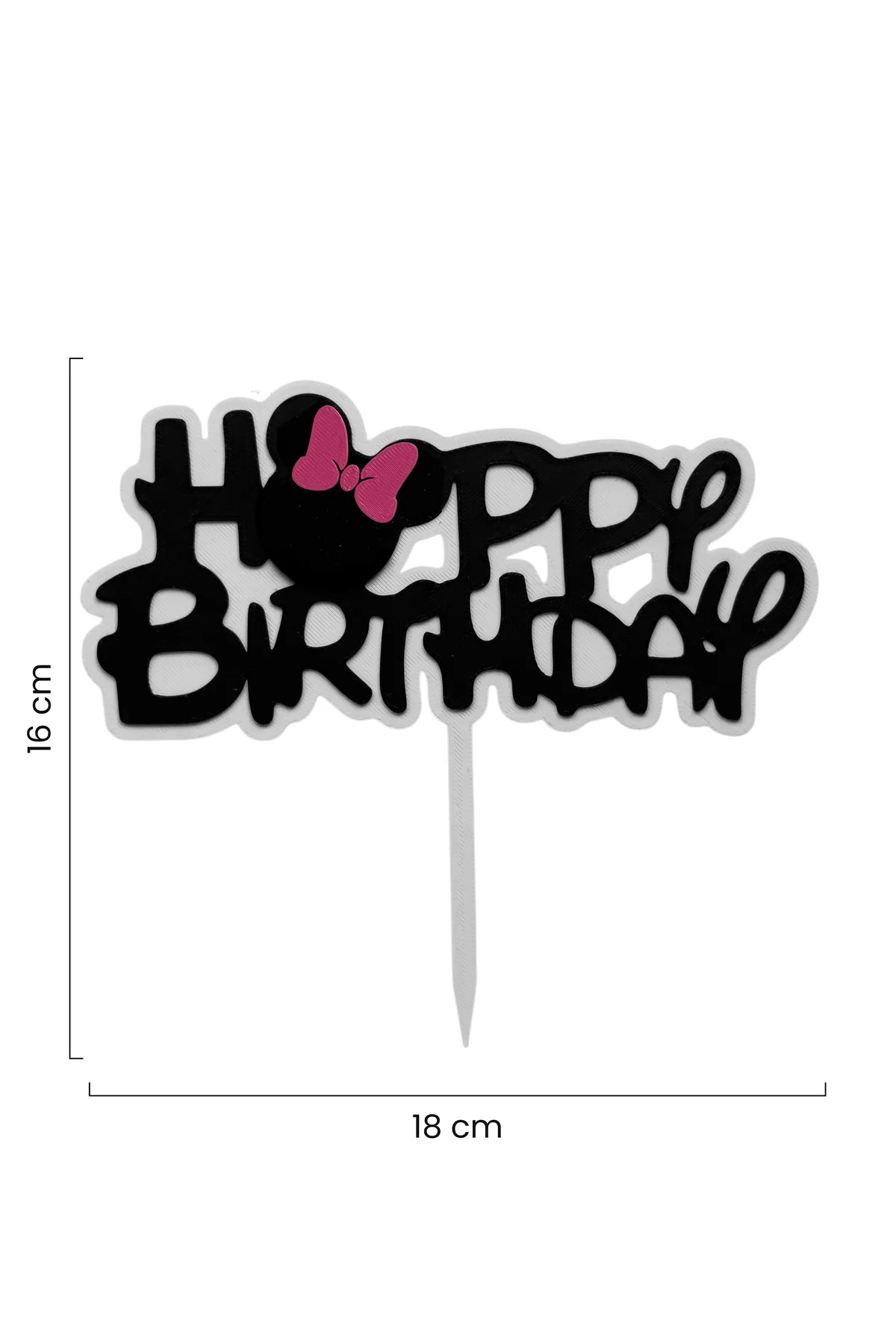 Minnie Mouse Temalı Pasta Üstü Yazısı Happy Birthday (Doğum Günü Pasta Üzeri Süsü)